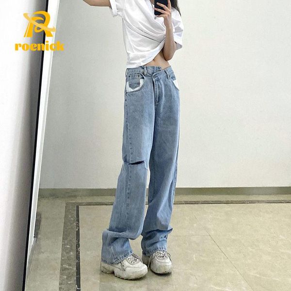 jeans roenick women irregular ripped jeans female highwaist slim loose wideleg baggy pants korean fashion straight trousers, Blue
jeans roenick women irregular ripped jeans female highwaist slim loose wideleg baggy pants korean fashion straight trousers, Blue