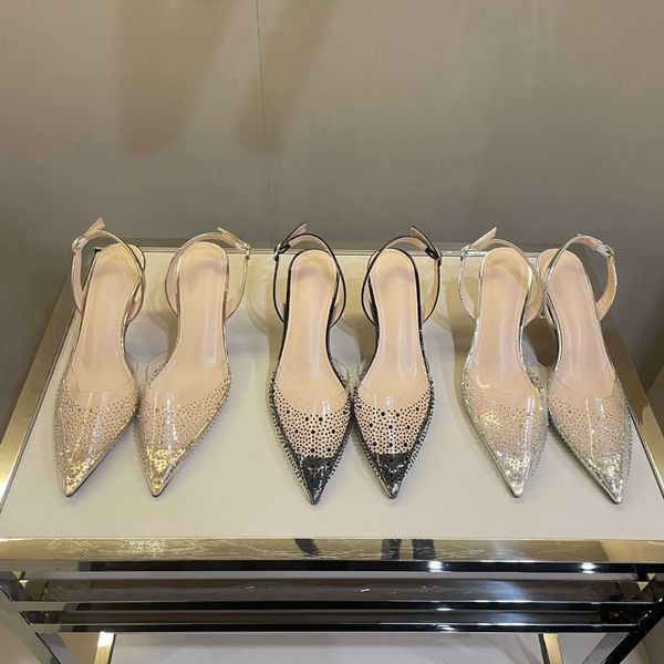 2022 pvc temperament pointed high heels water diamond baotou ol fashion slim heel women's sandals sizes 35-40, Black
2022 pvc temperament pointed high heels water diamond baotou ol fashion slim heel women's sandals sizes 35-40, Black