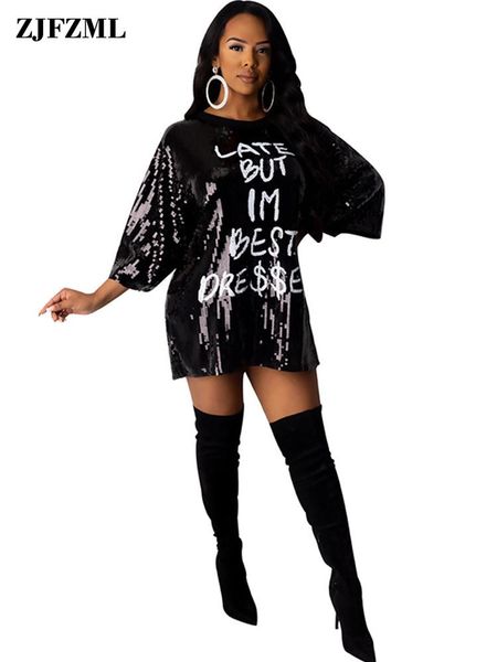 dresses letter sequin spliced t shirt dress women o neck three quarter sleeve short dress high street female loose club party dress, Black;gray
dresses letter sequin spliced t shirt dress women o neck three quarter sleeve short dress high street female loose club party dress, Black;gray