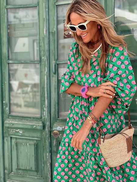 basic casual dresses summer fashion printed maxi dress women casual puff sleeve vintage loose long party dress female elegant green beach bo, Black;gray
basic casual dresses summer fashion printed maxi dress women casual puff sleeve vintage loose long party dress female elegant green beach bo, Black;gray