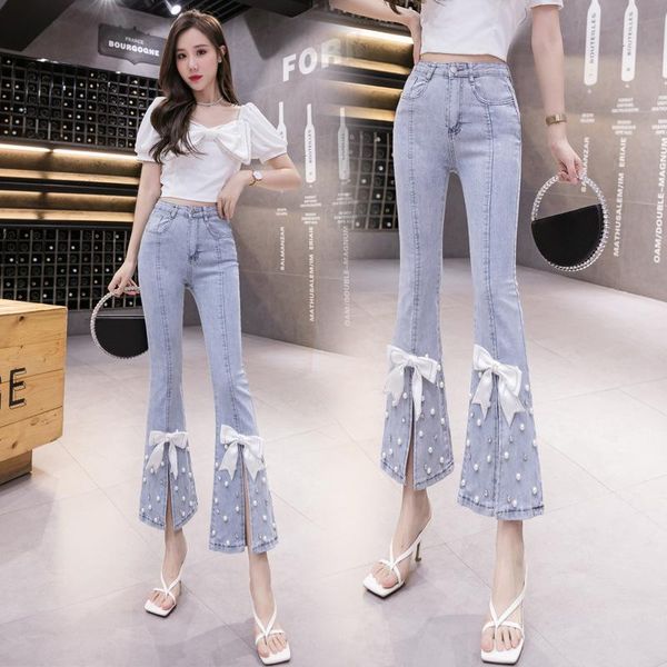 jeans high fashion waist jeans women cropped jeans women's spring summer new irregular beaded bow flared denim pants ladies jeans 690, Blue
jeans high fashion waist jeans women cropped jeans women's spring summer new irregular beaded bow flared denim pants ladies jeans 690, Blue