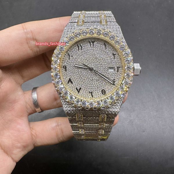 shiny good new men's iced diamond watch biger diamond bezel 2tone gold case arabic numerals watches 8215 automatic movement ing, Slivery;brown
shiny good new men's iced diamond watch biger diamond bezel 2tone gold case arabic numerals watches 8215 automatic movement ing, Slivery;brown