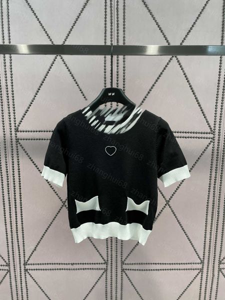 23ss womens designer clothing womens knits new letter neckline love flash drill short sleeve womens clothes, White
23ss womens designer clothing womens knits new letter neckline love flash drill short sleeve womens clothes, White