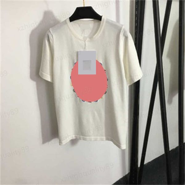 fashion jumper t shirts short sleeve knitted shirt with colourful logo embroidery on the chest round neck fashion tshirts designer women clo, White 
fashion jumper t shirts short sleeve knitted shirt with colourful logo embroidery on the chest round neck fashion tshirts designer women clo, White