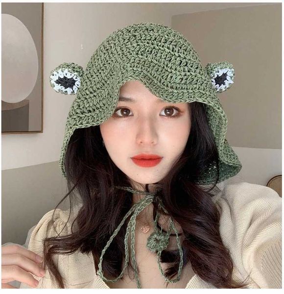 frog straw hat ladies summer fashion new straw woven sun shade hat big head round fisherman hat beach holiday hat ladies hat g220301, Blue;gray
frog straw hat ladies summer fashion new straw woven sun shade hat big head round fisherman hat beach holiday hat ladies hat g220301, Blue;gray