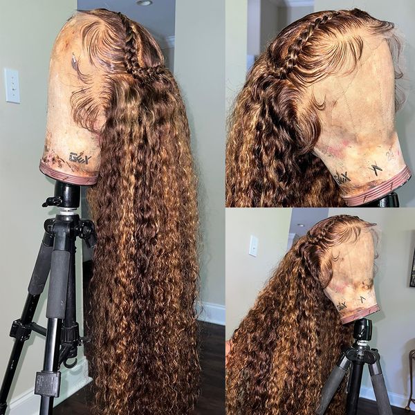 brazilian hair 13x4 highlight lace front wig 36 inch curly human hair wig honey blonde deep water wave synthetic frontal wigs for women, Black
brazilian hair 13x4 highlight lace front wig 36 inch curly human hair wig honey blonde deep water wave synthetic frontal wigs for women, Black