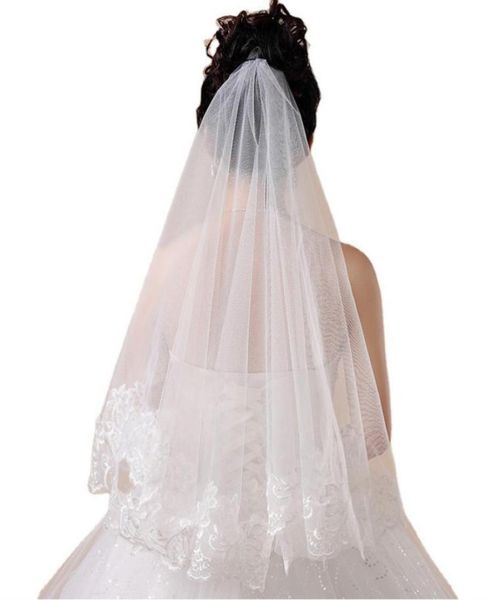 women 150cm bridal short wedding veil white one layer lace flower edge appliques2255130, Black 
women 150cm bridal short wedding veil white one layer lace flower edge appliques2255130, Black