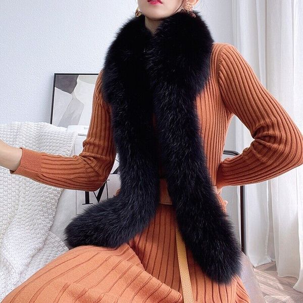 women real fox fur scarf black wraps winter warm muffler neckerchief tassel, Blue;gray
women real fox fur scarf black wraps winter warm muffler neckerchief tassel, Blue;gray