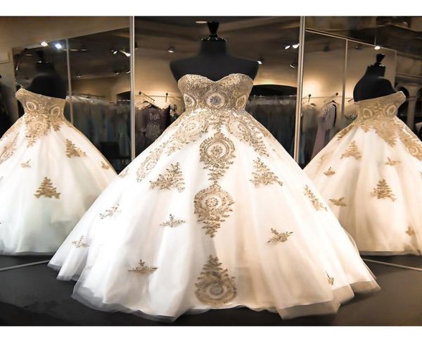 gold lace applique ball gown wedding dresses strapless laceup crystal beaded wedding gowns bridal dress custom made plus size1530189, White
gold lace applique ball gown wedding dresses strapless laceup crystal beaded wedding gowns bridal dress custom made plus size1530189, White
