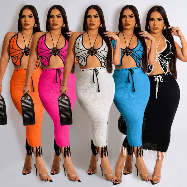 two piece dress hand crochet knitted 2 set women summer butterfly shape lace up backless crop drawstring tassel maxi skirt suit 230518, White
two piece dress hand crochet knitted 2 set women summer butterfly shape lace up backless crop drawstring tassel maxi skirt suit 230518, White