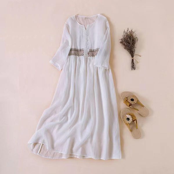 dresses woman summer vintage cotton dress half sleeve buttons shirt dresses for women literary loose embroidered party vestidos, Black;gray
dresses woman summer vintage cotton dress half sleeve buttons shirt dresses for women literary loose embroidered party vestidos, Black;gray