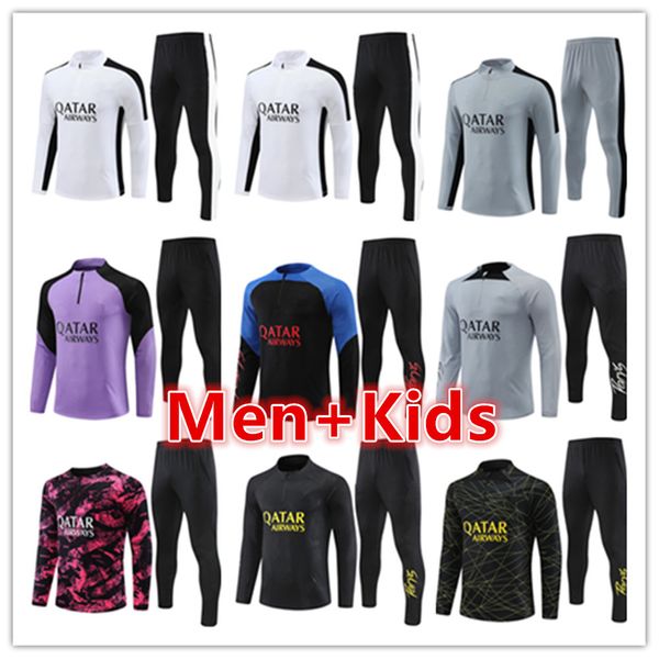 Image of 22 23 24 S Mens Kids Tracksuits Kit 2023 2024 S Men Football Training Suit Soccer Tracksuit Kits Jacket Jogging Sets Survetement