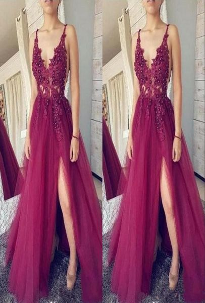 2020 new dark fuchsia deep v neck prom dresses lace tulle split formal evening dresses long party gowns 7171173503, Black
2020 new dark fuchsia deep v neck prom dresses lace tulle split formal evening dresses long party gowns 7171173503, Black