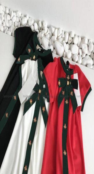 summer children girls dresses short sleeve baby girl dress bee striped bow round neck kids clothes 737253, Red;yellow