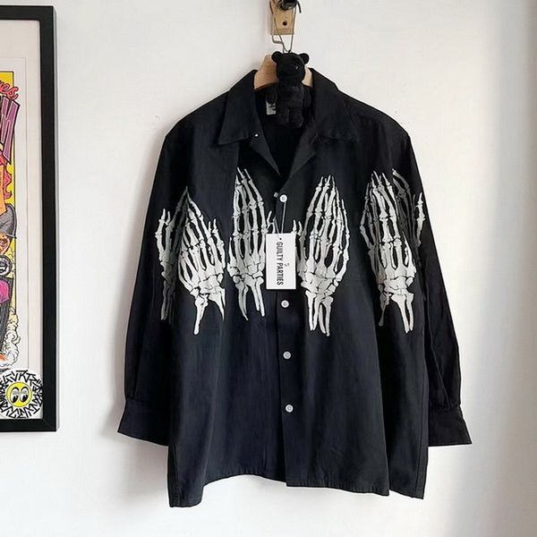 men's casual shirts 223 long sleeve wacko maria men women hawaiian shirt skull ghost palm claw print shirt 23519, White;black
men's casual shirts 223 long sleeve wacko maria men women hawaiian shirt skull ghost palm claw print shirt 23519, White;black