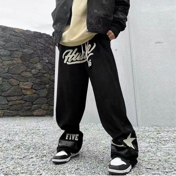 capris new american retro letter embroidery casual pants women spring and autumn loose straight men and women trousers woman pants, Black;white
capris new american retro letter embroidery casual pants women spring and autumn loose straight men and women trousers woman pants, Black;white