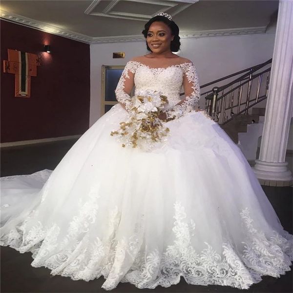 luxury nigeria ball gown wedding dress 2023 elegant long sleeve beaded south african church bridal dresses appliques lace bride country vest, White
luxury nigeria ball gown wedding dress 2023 elegant long sleeve beaded south african church bridal dresses appliques lace bride country vest, White