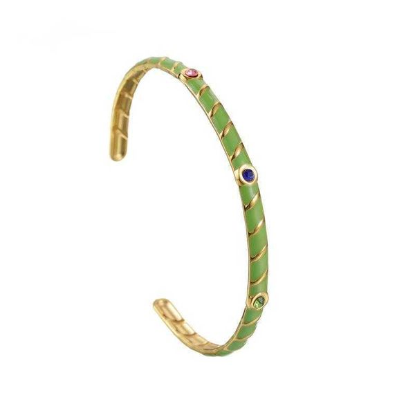 bangle ins fashion versatile c-shaped titanium steel bracelet 18k gold inlaid zircon drop oil ribbed open, Black
bangle ins fashion versatile c-shaped titanium steel bracelet 18k gold inlaid zircon drop oil ribbed open, Black