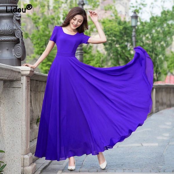 basic casual dresses fashion casual solid color short sleeve slender long skirt ity o-neck empire chiffon summer women clothing 230519, Black;gray
basic casual dresses fashion casual solid color short sleeve slender long skirt ity o-neck empire chiffon summer women clothing 230519, Black;gray