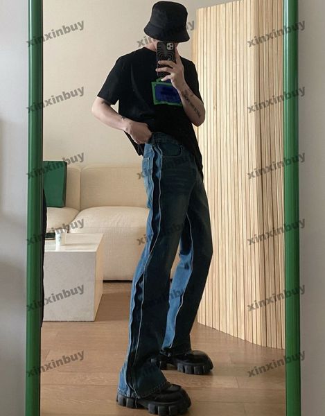 xinxinbuy men women designer pant letter wave panelled denim 1854 jeans spring summer casual pants blue s-2xl, Black;brown
xinxinbuy men women designer pant letter wave panelled denim 1854 jeans spring summer casual pants blue s-2xl, Black;brown