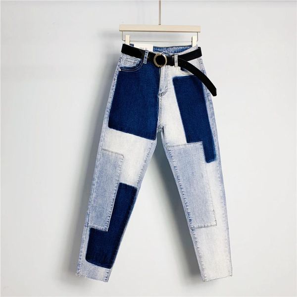 jeans fashion contrast color jeans women's spring high waist elasticity loose denim cross pants patchwork thin feet harlan trousers, Blue
jeans fashion contrast color jeans women's spring high waist elasticity loose denim cross pants patchwork thin feet harlan trousers, Blue