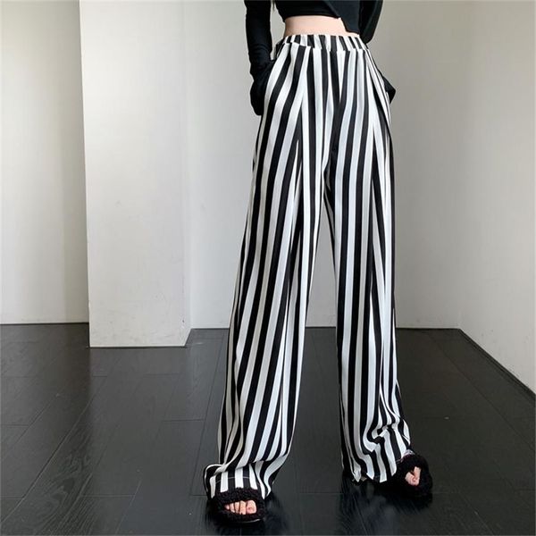 capris gowyimmes 2022 big size fahion women thin chiffon pants casual wide leg loose female long pant striped trousers outwear pd1313, Black;white
capris gowyimmes 2022 big size fahion women thin chiffon pants casual wide leg loose female long pant striped trousers outwear pd1313, Black;white