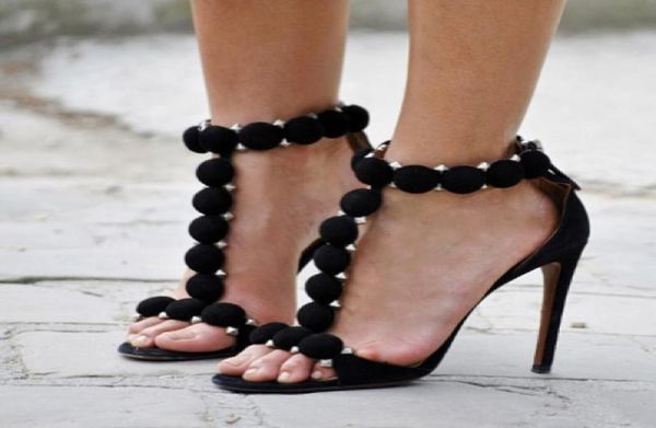 fashion tbar high heels women039s sandals open toe summer rihanna party shoes pom pom buttoned straps studded su1116068, Black
fashion tbar high heels women039s sandals open toe summer rihanna party shoes pom pom buttoned straps studded su1116068, Black