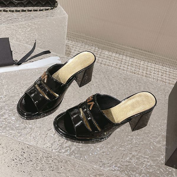 designer womens sandals thick heel slippers patent leather hardware metal buckle high heels 5.5cm shoes sheepskin inner dress shoes outdoor, Black
designer womens sandals thick heel slippers patent leather hardware metal buckle high heels 5.5cm shoes sheepskin inner dress shoes outdoor, Black