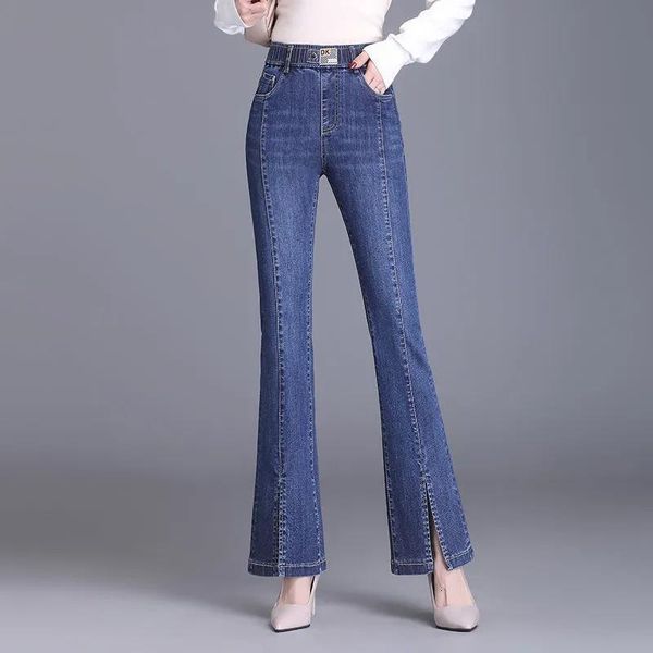 women's jeans streetwear fashion women flare split jeans high waist elastic band denim spring summer full pants thin casual straight tr, Blue
women's jeans streetwear fashion women flare split jeans high waist elastic band denim spring summer full pants thin casual straight tr, Blue