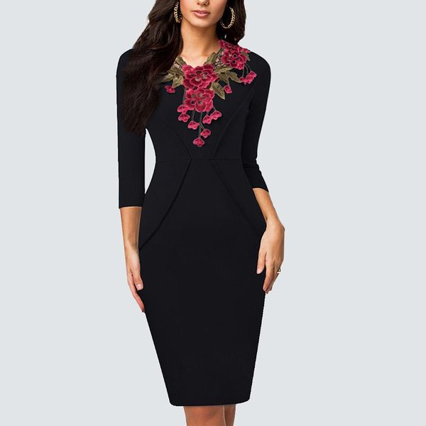 dresses women stylish vintage applique embroidery elegant crochet work office business sheath slim bodycon pencil ladies dresses hb330, Black;gray
dresses women stylish vintage applique embroidery elegant crochet work office business sheath slim bodycon pencil ladies dresses hb330, Black;gray