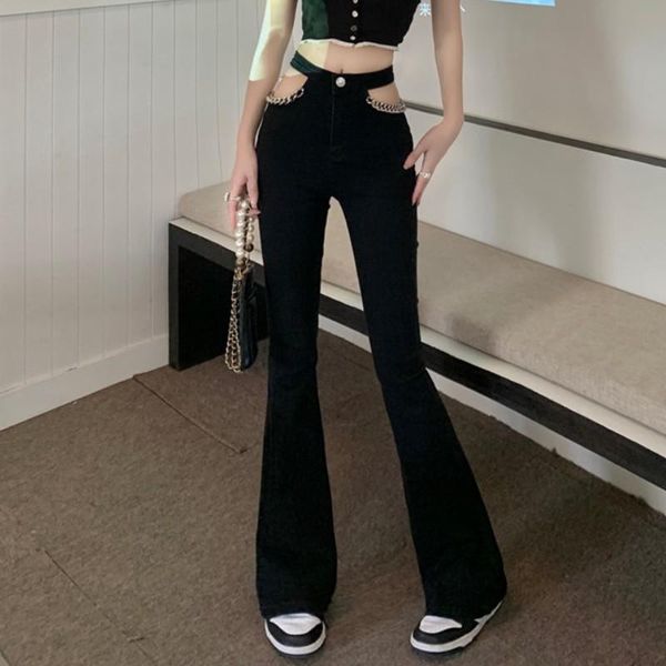 jeans 2022 summer black high waist denim flare pants for woman's vintage hollow out slim fashion jeans pants new clothing, Blue
jeans 2022 summer black high waist denim flare pants for woman's vintage hollow out slim fashion jeans pants new clothing, Blue