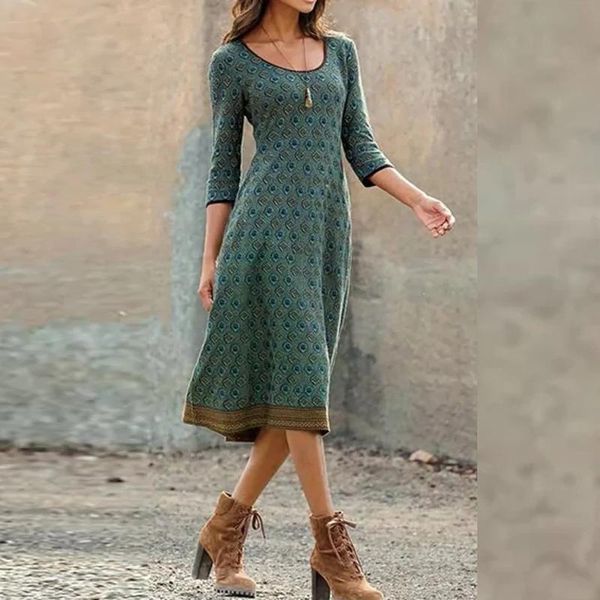 dresses vintage printed oneck women party dress casual three quater sleeve pullover dress autumn fashion lady aline streetwear vestido, Black;gray
dresses vintage printed oneck women party dress casual three quater sleeve pullover dress autumn fashion lady aline streetwear vestido, Black;gray