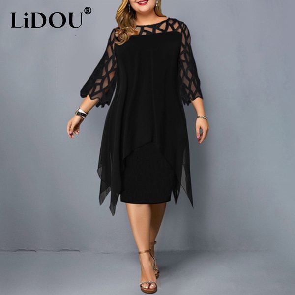 plus size dresses elegant lace mesh size women hollow out oversize dress loose casual vestidos de fiesta midi robes femme 230518, Black
plus size dresses elegant lace mesh size women hollow out oversize dress loose casual vestidos de fiesta midi robes femme 230518, Black