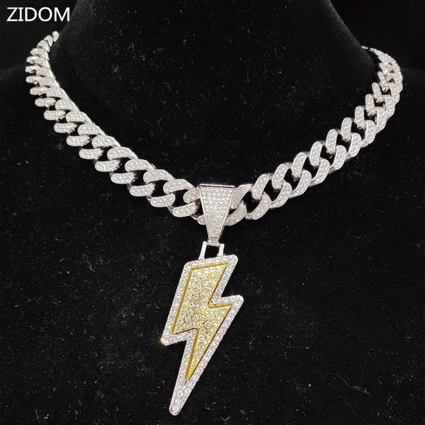 chokers men women hip hop lightning pendant necklace with 13mm crystal cuban chain hiphop iced out bling necklaces fashion charm jewelry 230, Golden;silver
chokers men women hip hop lightning pendant necklace with 13mm crystal cuban chain hiphop iced out bling necklaces fashion charm jewelry 230, Golden;silver