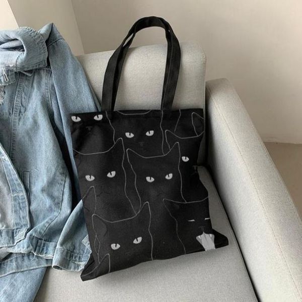 shopping bags special cartoon cat print black canvas bag for women fun casual large capacity eco fashion totebag cute shopper bags6917246
shopping bags special cartoon cat print black canvas bag for women fun casual large capacity eco fashion totebag cute shopper bags6917246