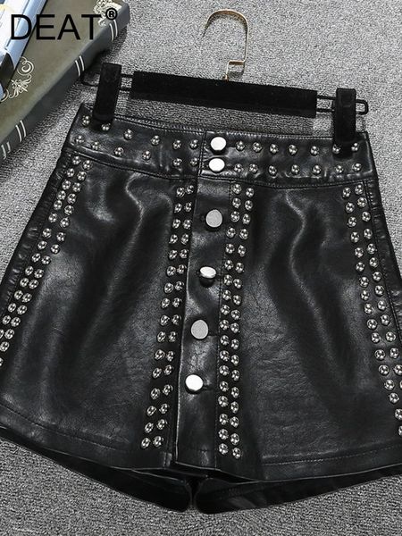 shorts deat 2022 autumn summer rivet leather black women new high waist ashaped slim shorts loose outerwear fashion rc008, White;black
shorts deat 2022 autumn summer rivet leather black women new high waist ashaped slim shorts loose outerwear fashion rc008, White;black