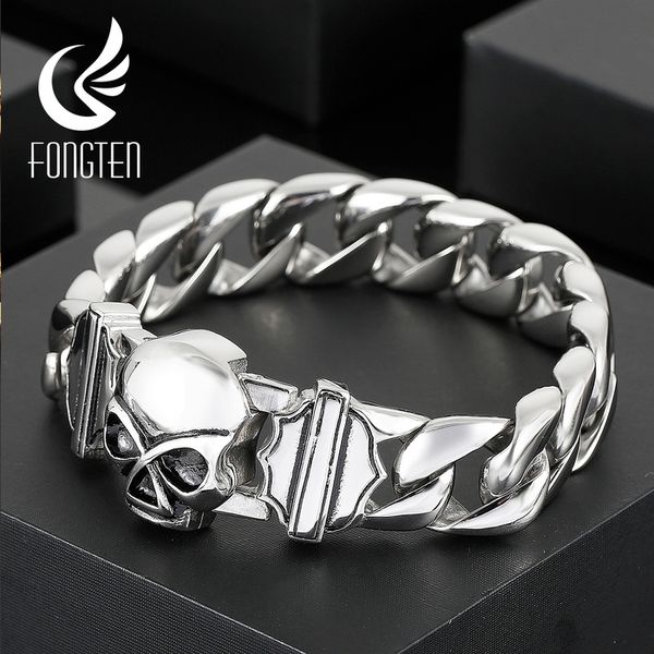 chain fongten men skull polished stainless steel jewelry carving shiny design fashion darkness retro punk bracelet handicraft style 230519, Black
chain fongten men skull polished stainless steel jewelry carving shiny design fashion darkness retro punk bracelet handicraft style 230519, Black