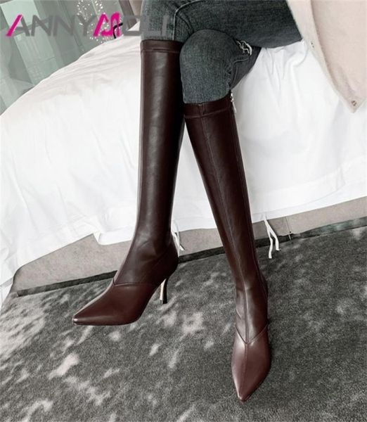 annymoli winter knee high boots women natural genuine leather stiletto high heel boots slim stretch zipper shoes female size 39 208627811, Black
annymoli winter knee high boots women natural genuine leather stiletto high heel boots slim stretch zipper shoes female size 39 208627811, Black