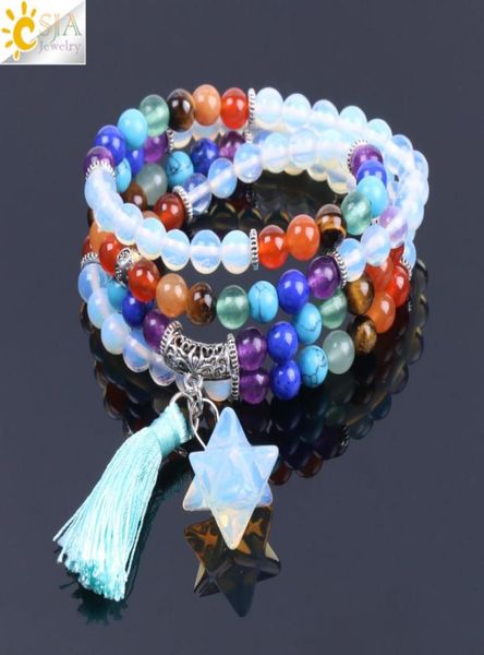 csja reiki multilayer 7 chakra 108 mala bead bracelet for men women opal star pendant rainbow meditation healing tassel bangle je2005402, Black
csja reiki multilayer 7 chakra 108 mala bead bracelet for men women opal star pendant rainbow meditation healing tassel bangle je2005402, Black