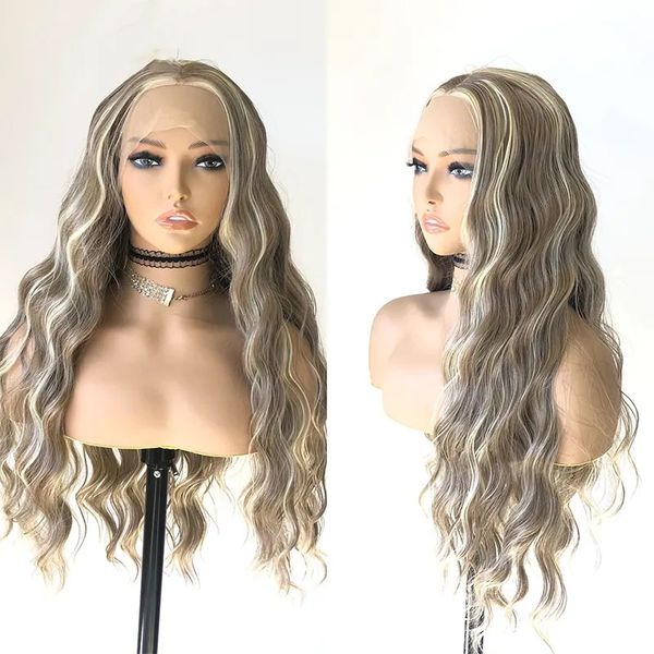 long water wave middle part blonde highlight golden synthetic lace front wig cosplay wigs heat resistant fiber hair, Black
long water wave middle part blonde highlight golden synthetic lace front wig cosplay wigs heat resistant fiber hair, Black
