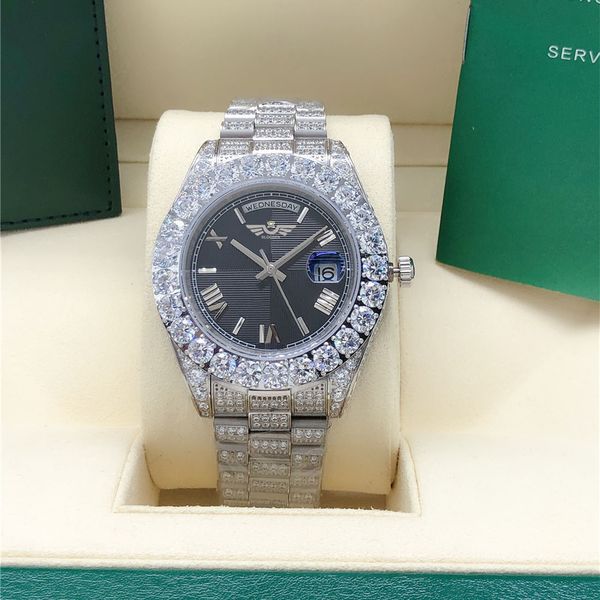 6 style full diamond black roman dial watch 228396 128238 sapphire big diamond bezel 43mm 18k white gold men 2813 automatic wrist watch, Slivery;brown
6 style full diamond black roman dial watch 228396 128238 sapphire big diamond bezel 43mm 18k white gold men 2813 automatic wrist watch, Slivery;brown