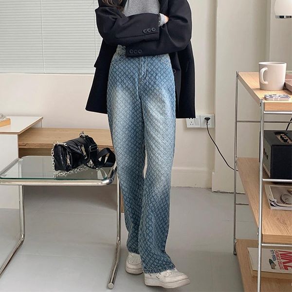 jeans jacquard vintage straight jeans fashion women's high waist wide leg pants loose casual ladies trousers spring new, Blue
jeans jacquard vintage straight jeans fashion women's high waist wide leg pants loose casual ladies trousers spring new, Blue