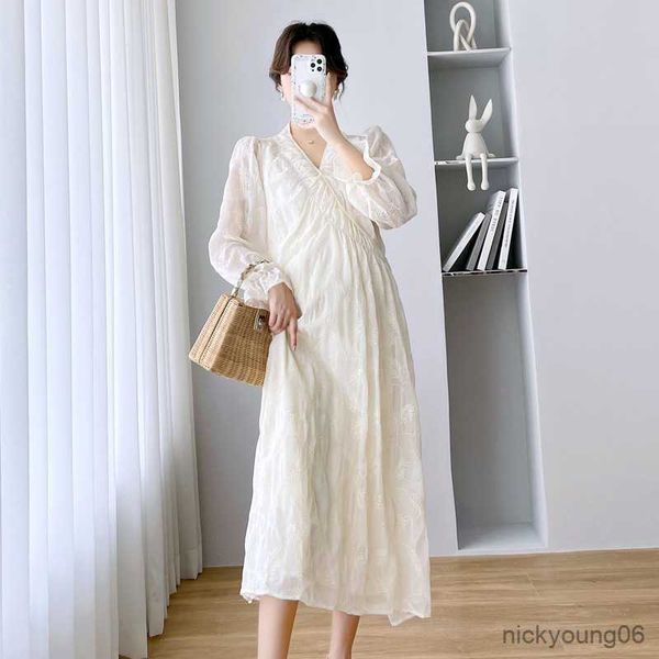 style cardigan maternity dresses spring and summer new v-neck elegant prints pregnant clothes for ps shoots r230519, White
style cardigan maternity dresses spring and summer new v-neck elegant prints pregnant clothes for ps shoots r230519, White