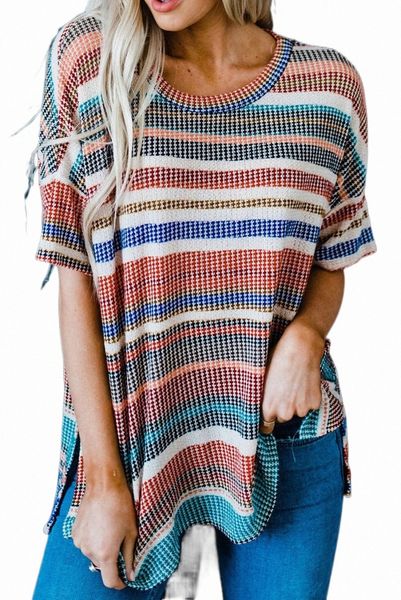 multicolor striped loose t-shirt with slits 2023 new h1wp#, White
multicolor striped loose t-shirt with slits 2023 new h1wp#, White