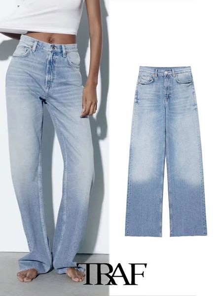 women's jeans traf women leisure fashion solid two-color wide leg casual slim jeans legs jeans trousers mujer 230519, Blue
women's jeans traf women leisure fashion solid two-color wide leg casual slim jeans legs jeans trousers mujer 230519, Blue