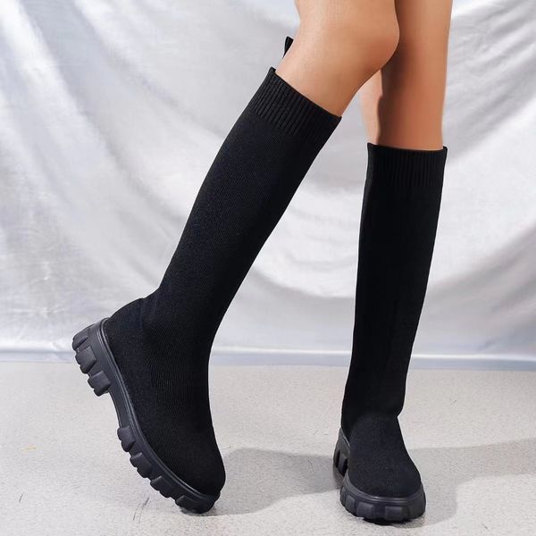 boots sock spring and autumn elastic long calf thick heels round head thin nude 23519, Black
boots sock spring and autumn elastic long calf thick heels round head thin nude 23519, Black