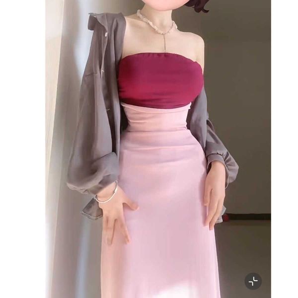 one piece dress new chinese style contrast color splicing fake with bra wrap and hip waist slim fit elastic long skirt fake two piece, White
one piece dress new chinese style contrast color splicing fake with bra wrap and hip waist slim fit elastic long skirt fake two piece, White