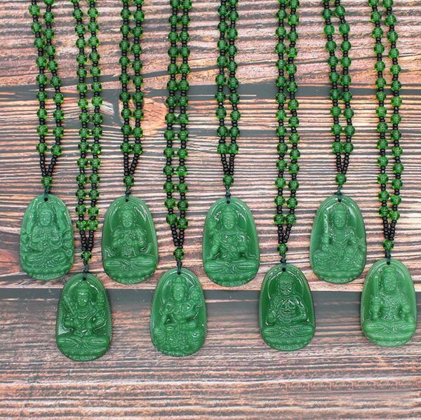 green carved buddha necklaces for women men long beads chain bhodisattva pendant buddhism lucky amulet jewelry gift, Silver
green carved buddha necklaces for women men long beads chain bhodisattva pendant buddhism lucky amulet jewelry gift, Silver