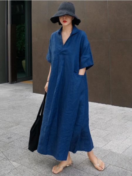 dresses summer dress fashion solid color vneck shortsleeved cotton and linen loose casual large pocket cotton and linen women's dress, Black;gray
dresses summer dress fashion solid color vneck shortsleeved cotton and linen loose casual large pocket cotton and linen women's dress, Black;gray