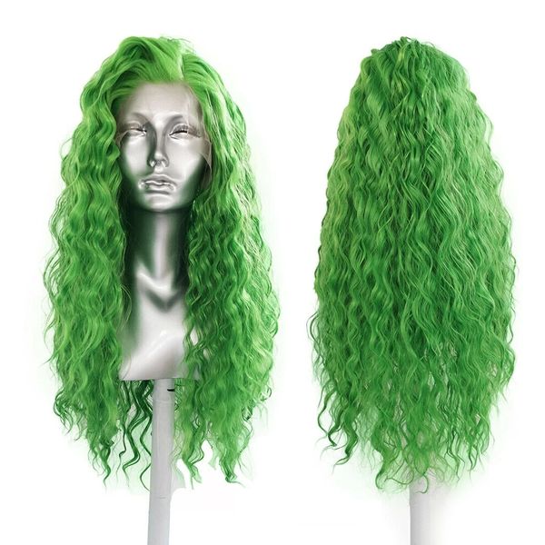 green kinky curly wigs for women curly synthetic lace front wig with natural hairline heat resistant middle part cosplay wigs, Black
green kinky curly wigs for women curly synthetic lace front wig with natural hairline heat resistant middle part cosplay wigs, Black
